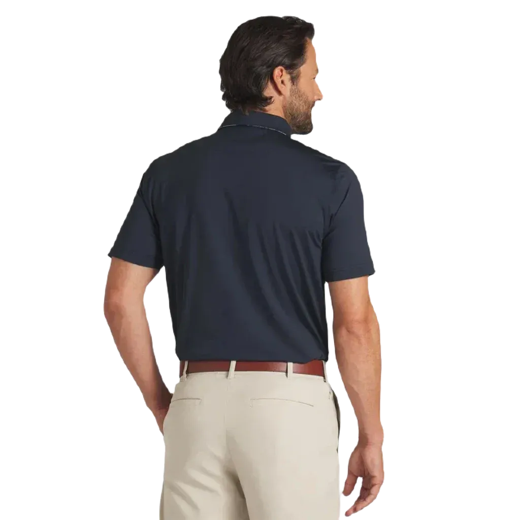 Pure AP Floral Trim Golf Polo - Navy