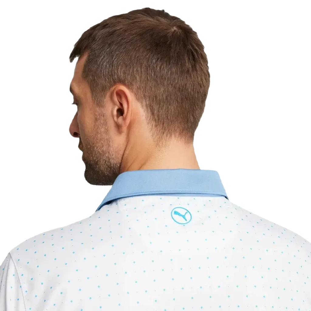 Pure Geo Golf Polo - White/Blue