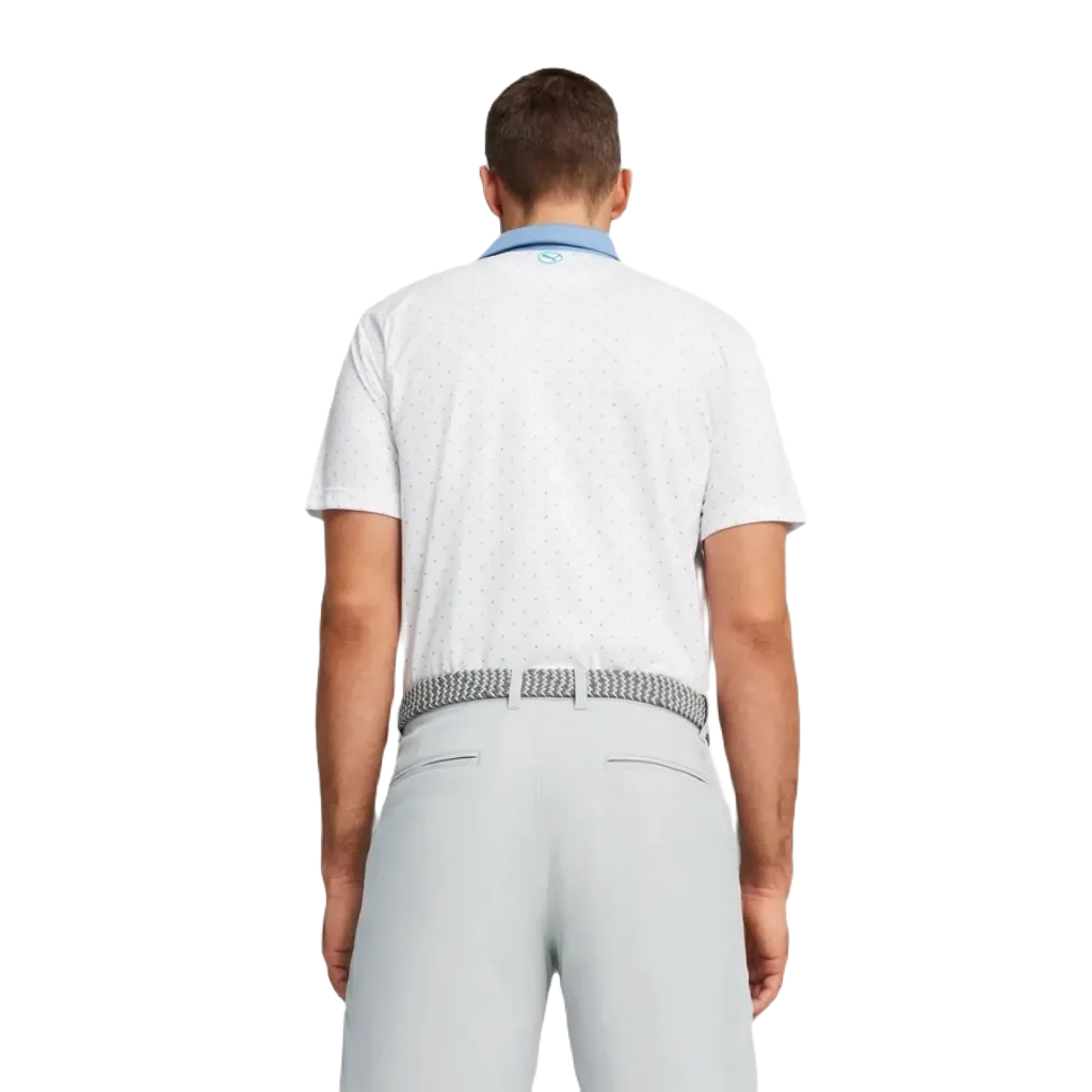 Pure Geo Golf Polo - White/Blue