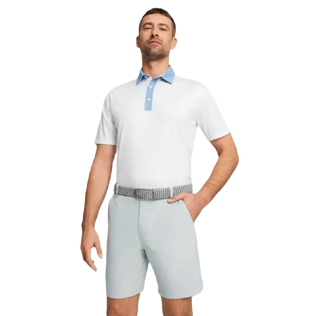 Pure Geo Golf Polo - White/Blue