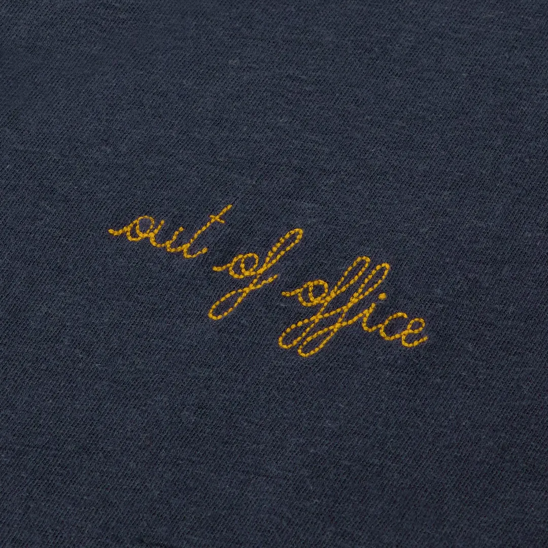 "Out of Office" Villiers Cotton & Linen T-Shirt (Carbon Blue)