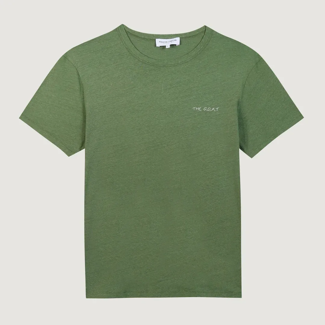 "The GOAT" Villiers Cotton & Linen T-Shirt (Olive Green)
