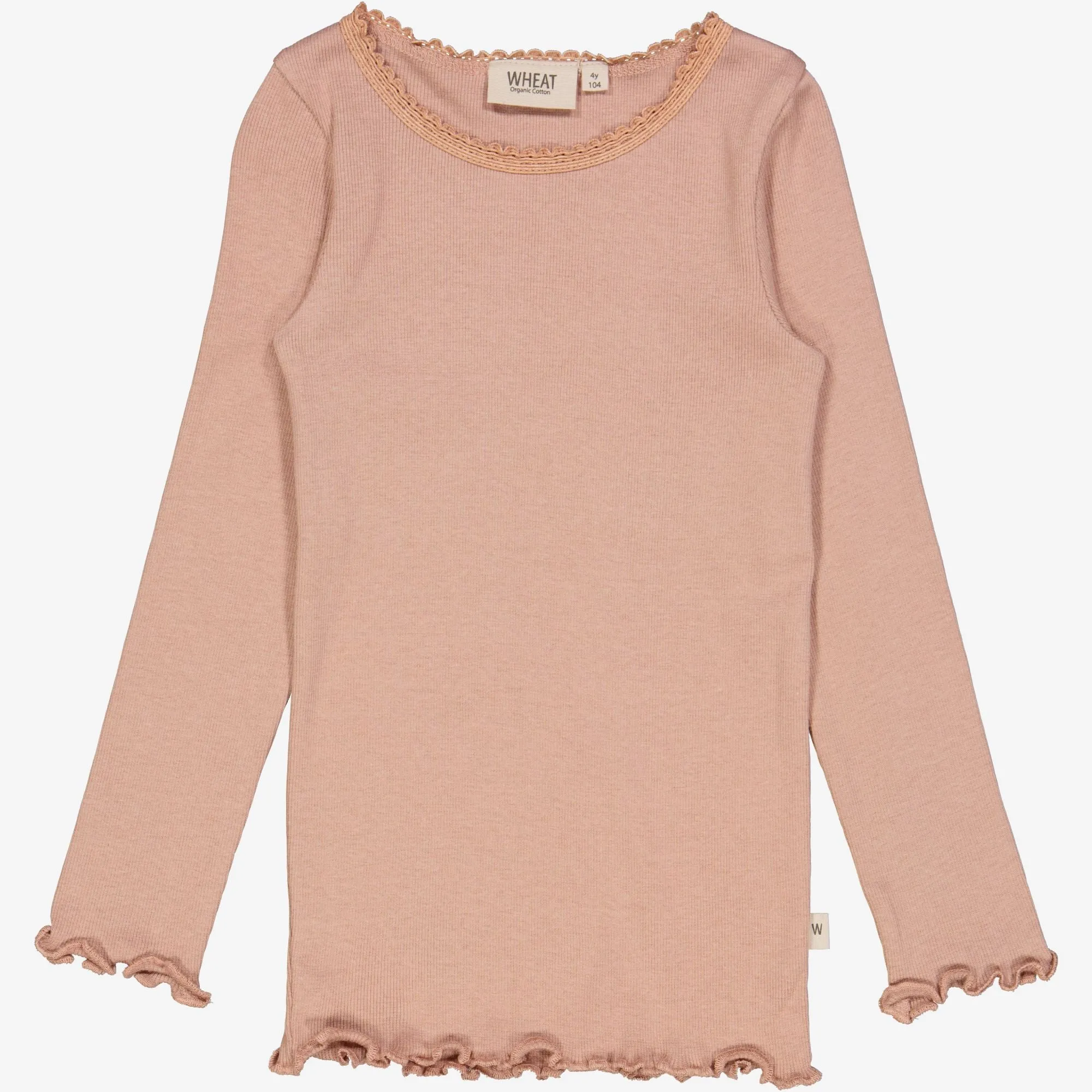 Rib T-Shirt Lace LS - rose dawn