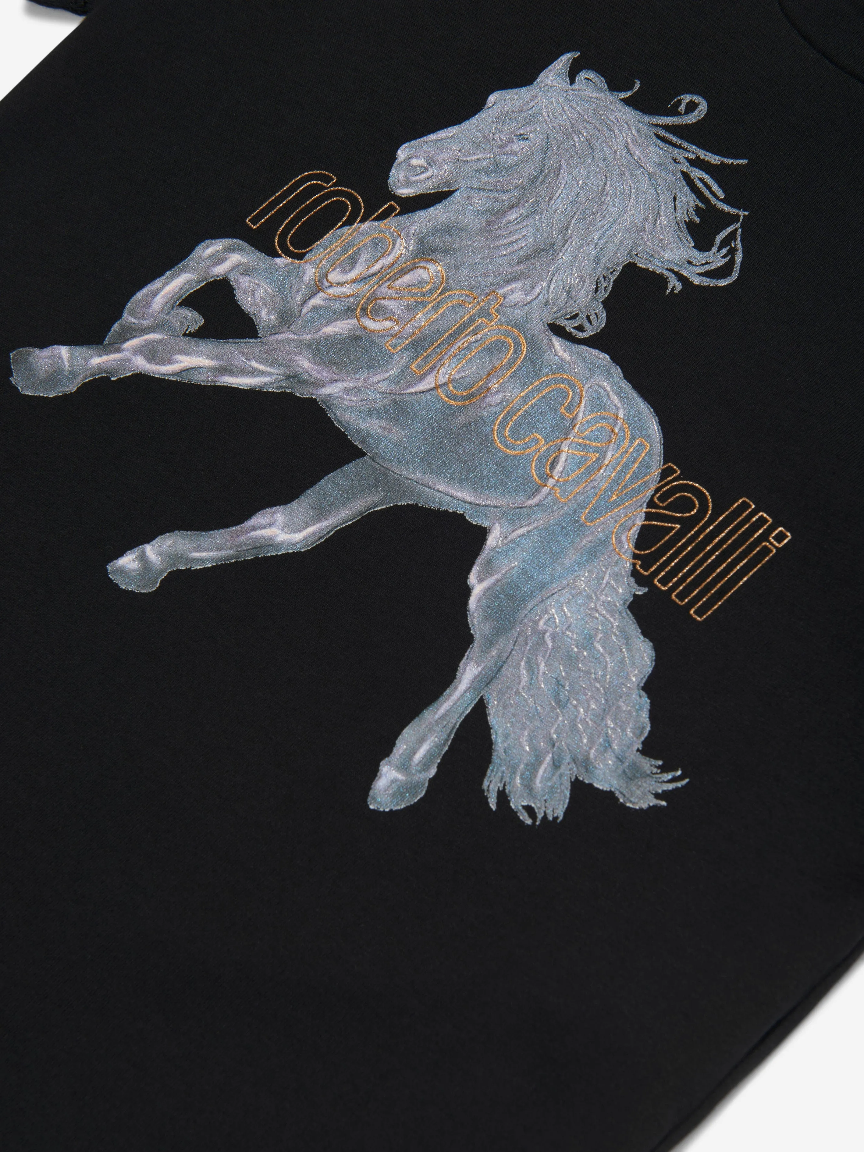 Roberto Cavalli Boys Horse T-Shirt in Black