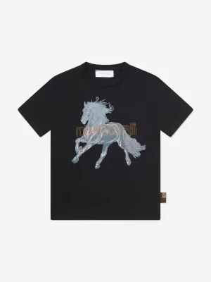 Roberto Cavalli Boys Horse T-Shirt in Black
