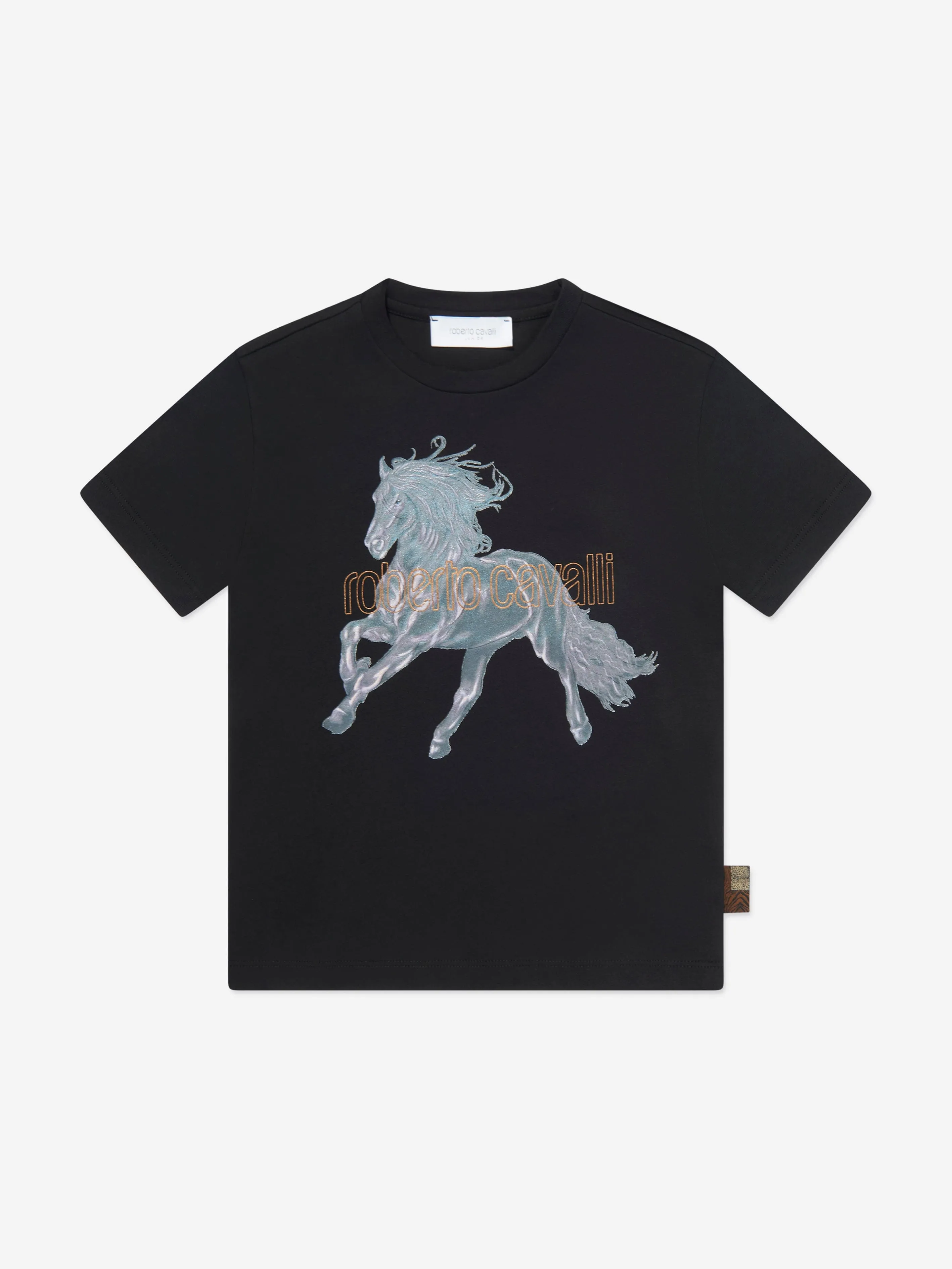 Roberto Cavalli Boys Horse T-Shirt in Black
