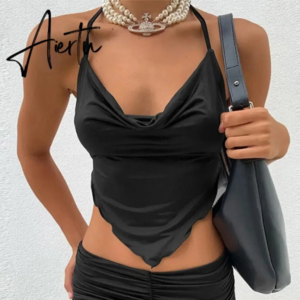 Sexy Women Tee Shirt Harajuku Open Back Cross Bandage T-shirt Short Sleeve Crop Top Summer Hollow Cropped Clothes Vintage Tshirt