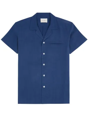 Short Sleeve Camp Collar Shirt - Blue