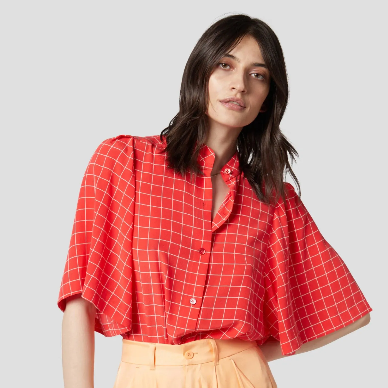 Short Sleeve Collarless Top (Hibiscus   Sun Kiss)