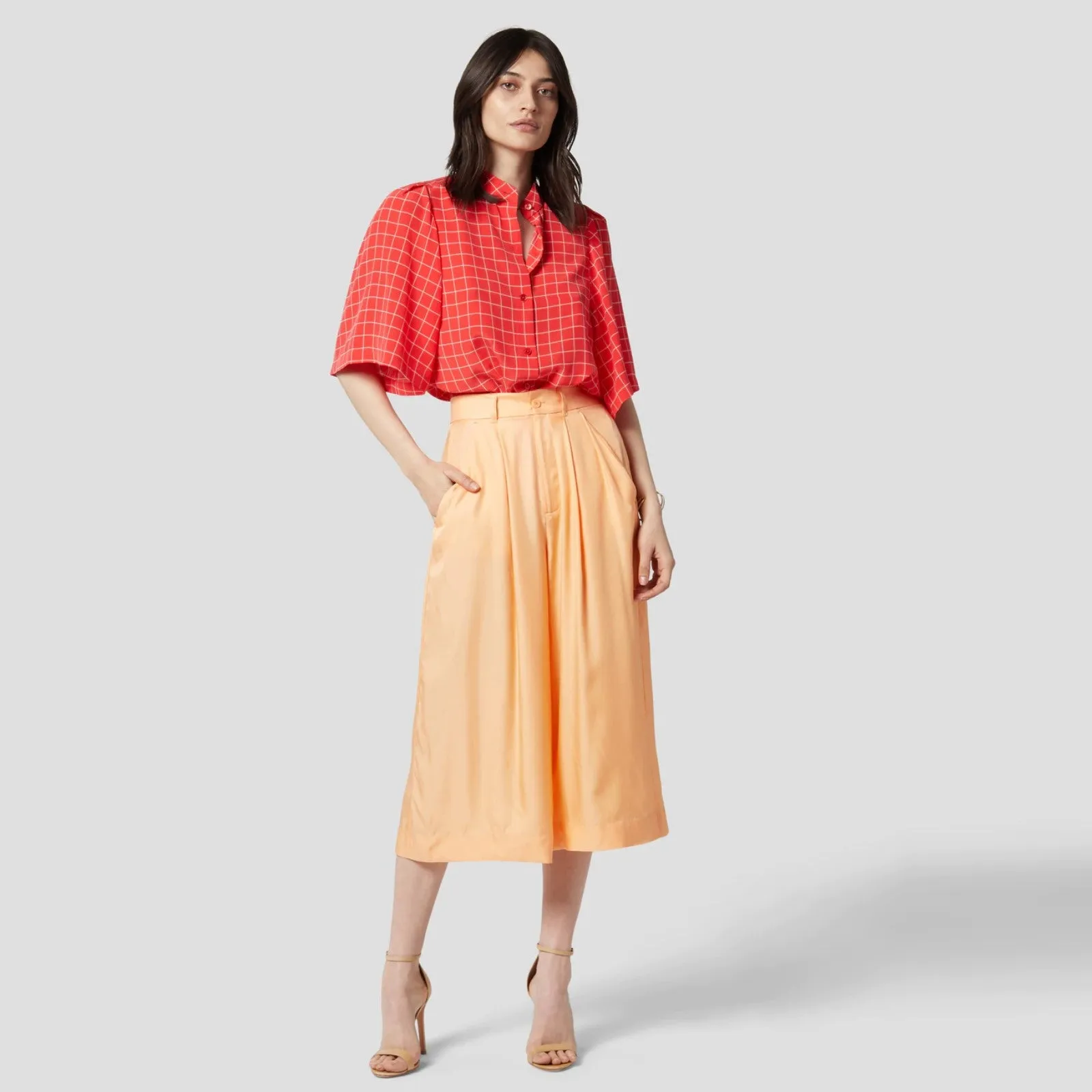 Short Sleeve Collarless Top (Hibiscus   Sun Kiss)