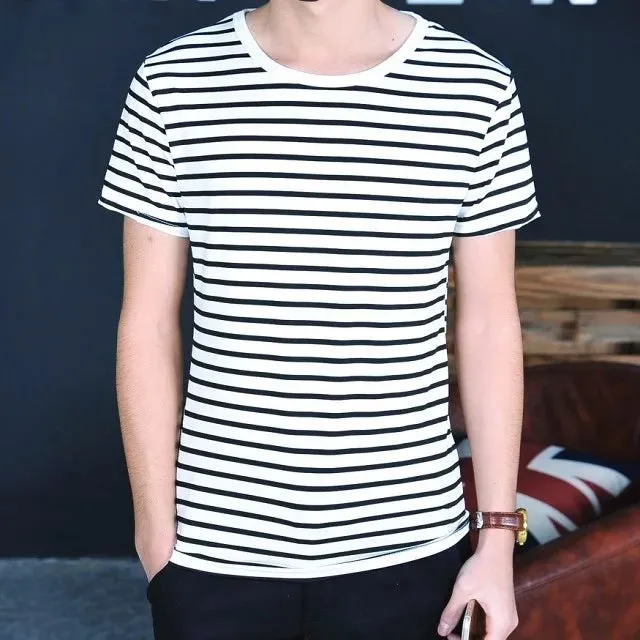 Short Sleeve T-Shirt Striped Tops Slim Look Couple Matching T-Shirt