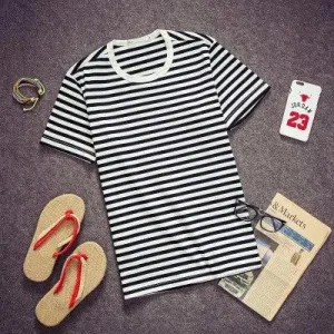 Short Sleeve T-Shirt Striped Tops Slim Look Couple Matching T-Shirt