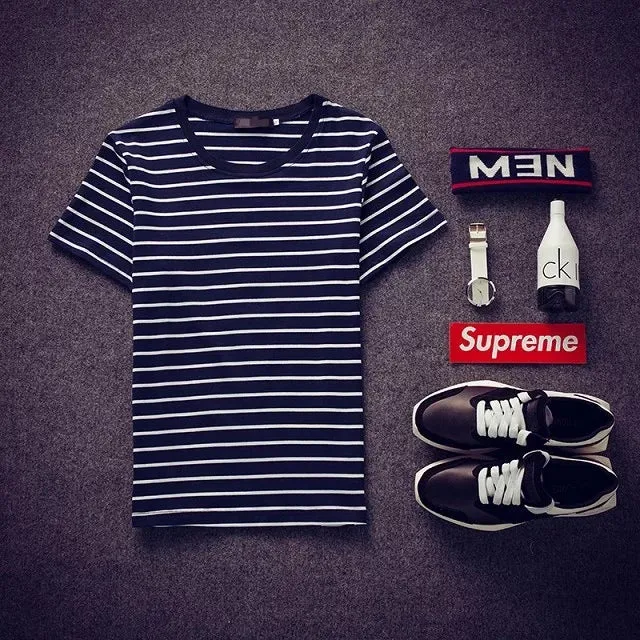 Short Sleeve T-Shirt Striped Tops Slim Look Couple Matching T-Shirt