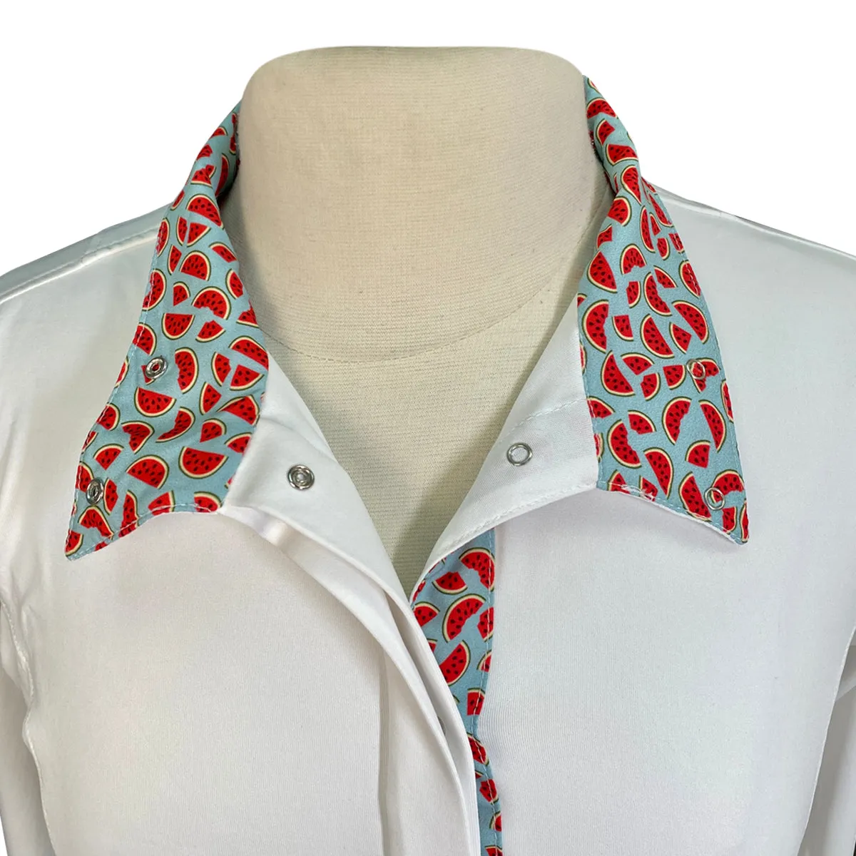 Smartpak Piper Long Sleeve Show Shirt in White/Watermelon - Women's Small
