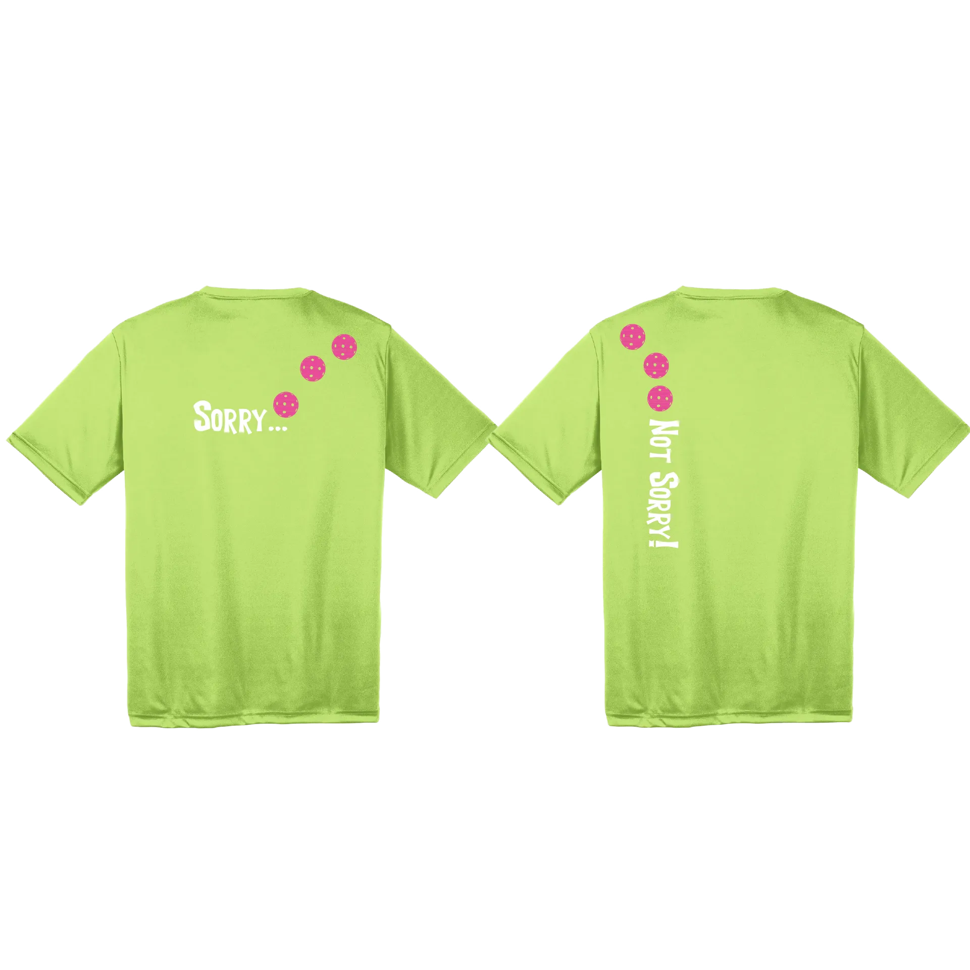 Sorry Not Sorry (Pickleballs Pink Purple Rainbow) | Men's Short Sleeve Athletic Shirt | 100% Polyester