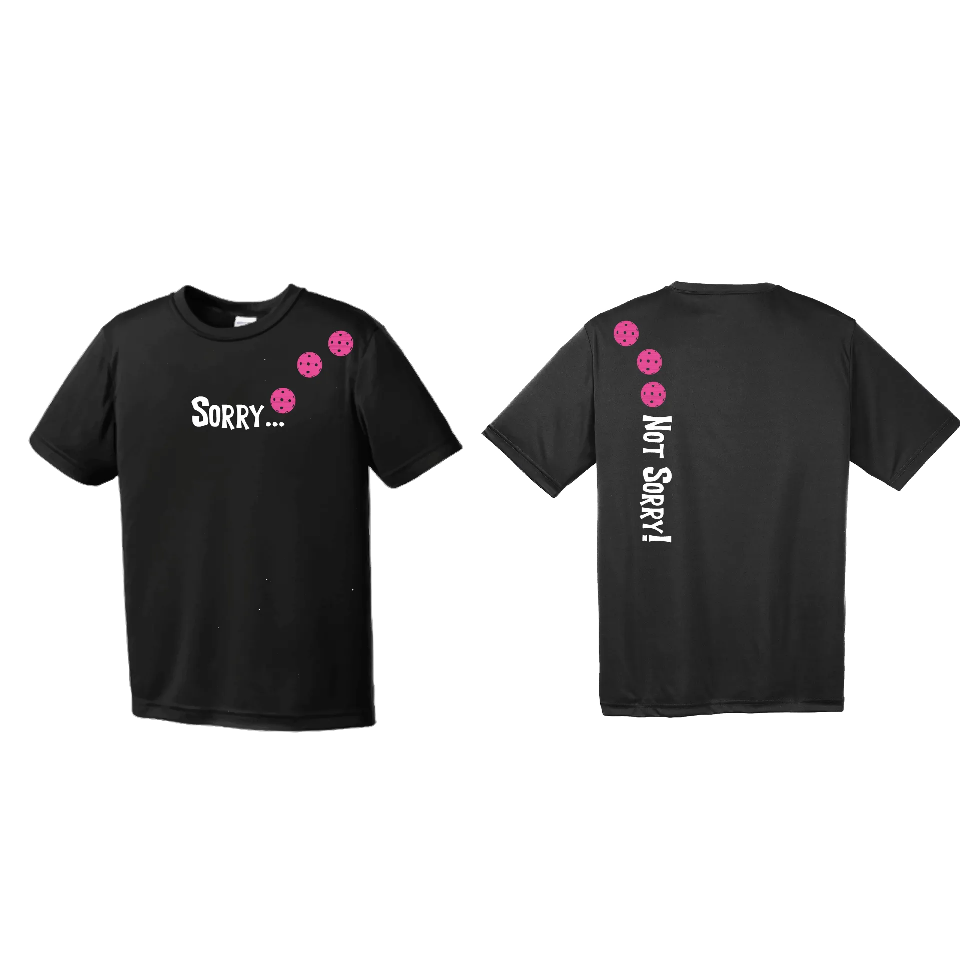 Sorry Not Sorry (Pickleballs Pink Purple Rainbow) | Men's Short Sleeve Athletic Shirt | 100% Polyester