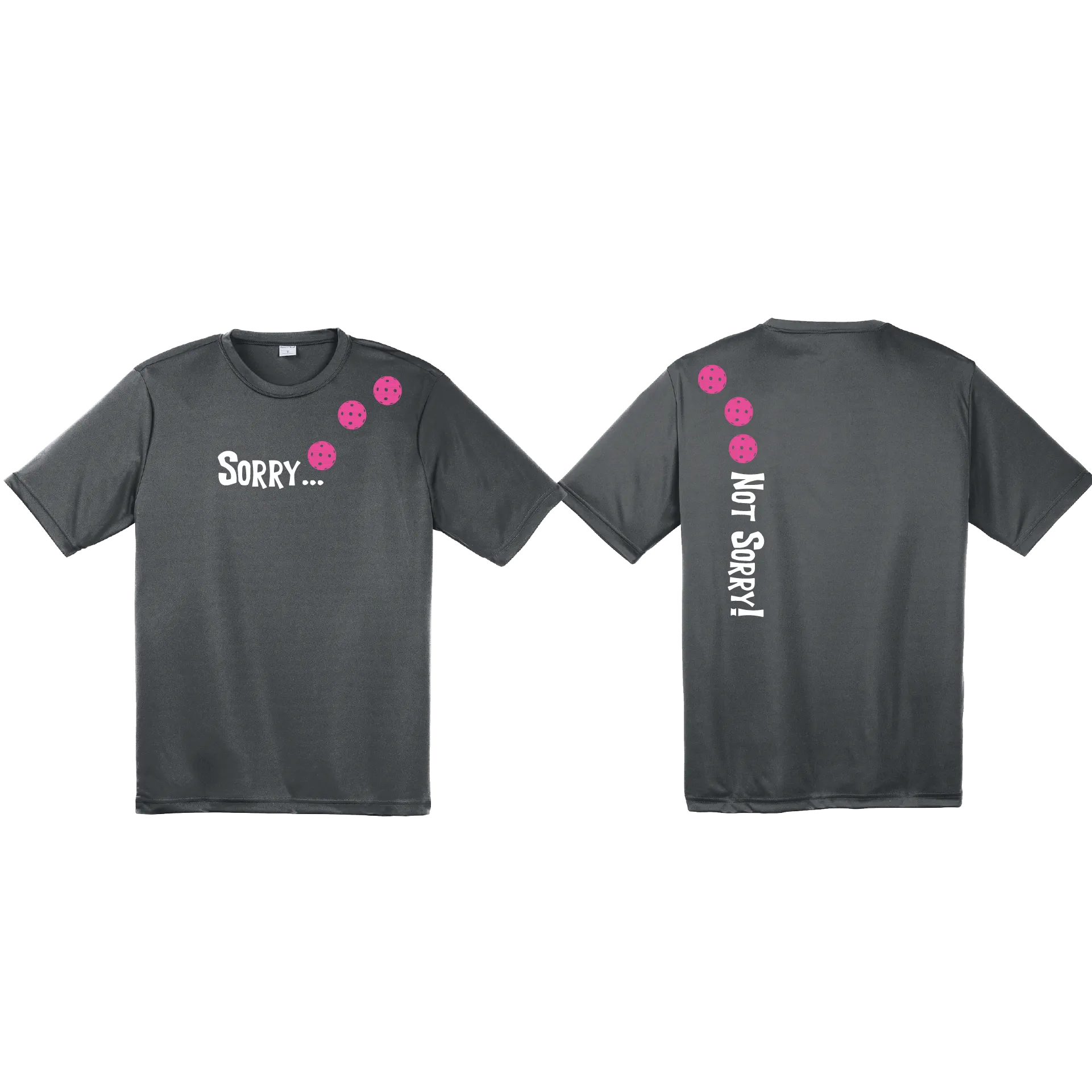 Sorry Not Sorry (Pickleballs Pink Purple Rainbow) | Men's Short Sleeve Athletic Shirt | 100% Polyester