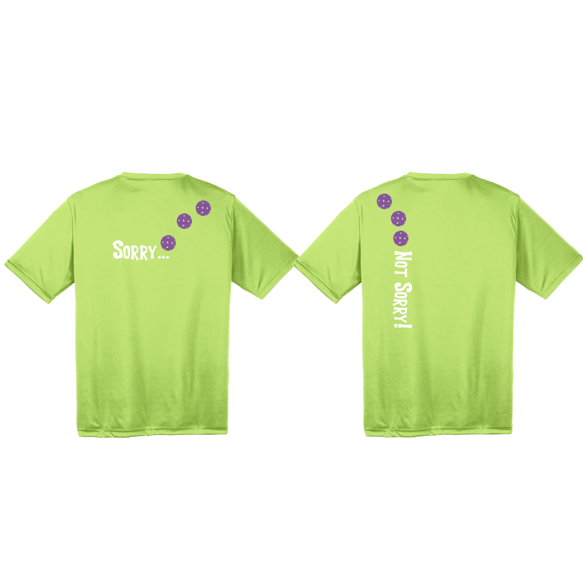 Sorry Not Sorry (Pickleballs Pink Purple Rainbow) | Men's Short Sleeve Athletic Shirt | 100% Polyester