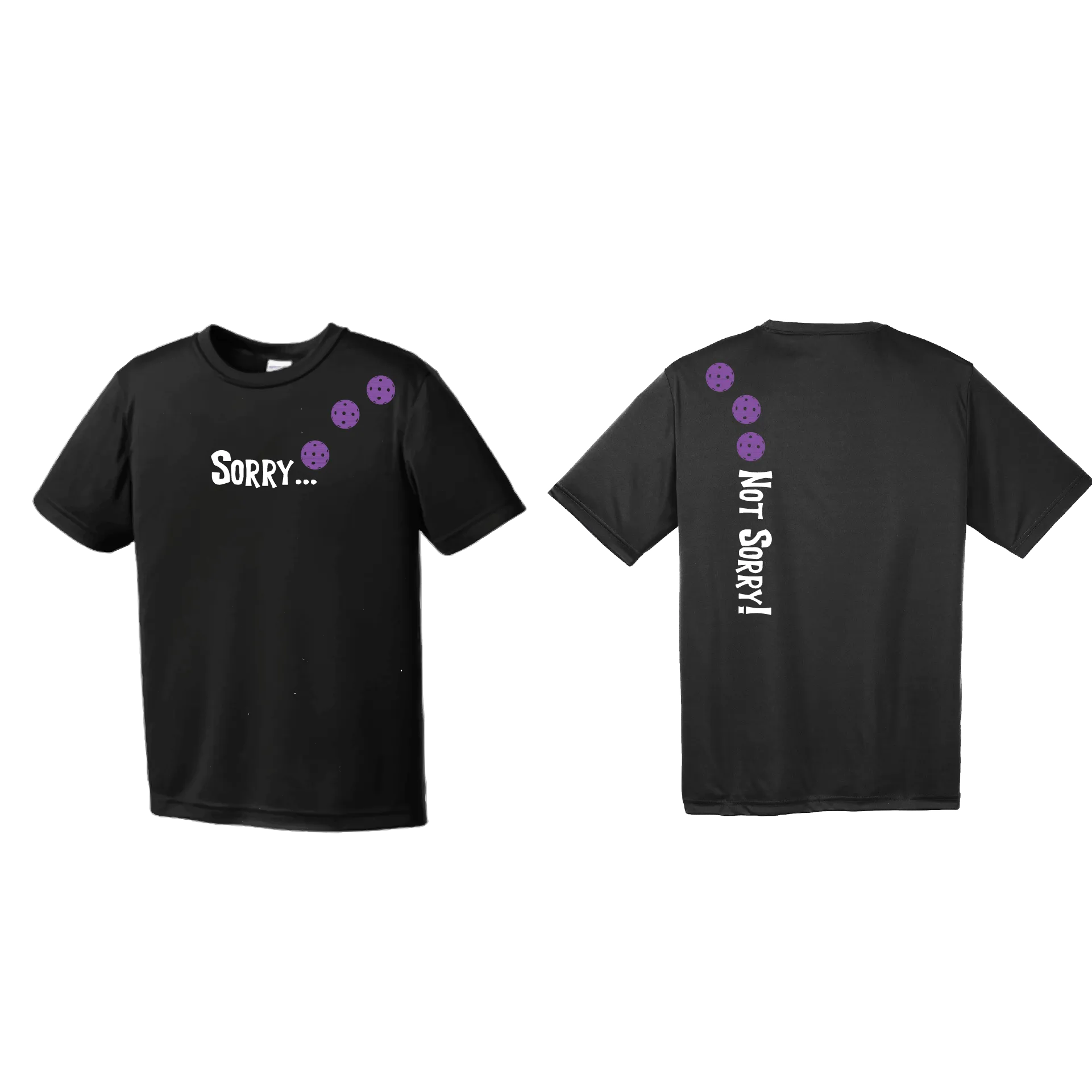 Sorry Not Sorry (Pickleballs Pink Purple Rainbow) | Men's Short Sleeve Athletic Shirt | 100% Polyester