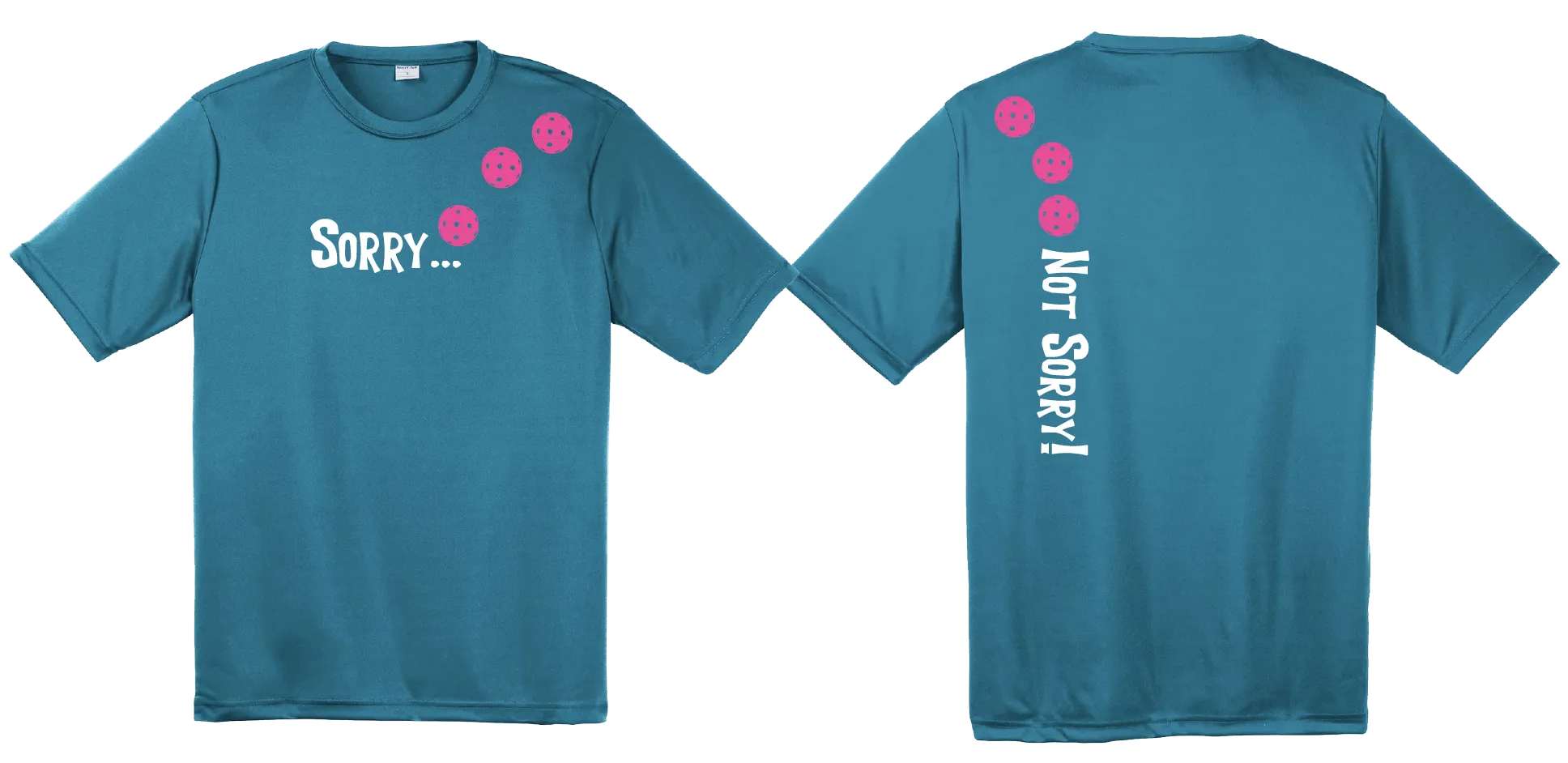 Sorry Not Sorry (Pickleballs Pink Purple Rainbow) | Men's Short Sleeve Athletic Shirt | 100% Polyester