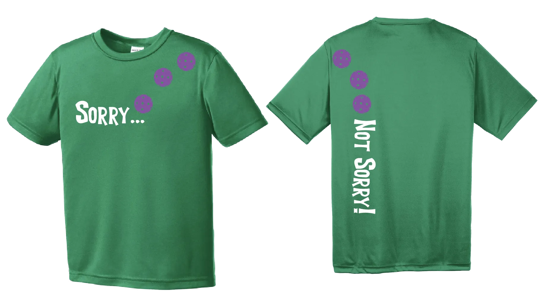 Sorry Not Sorry (Pickleballs Pink Purple Rainbow) | Youth Short Sleeve Pickleball Shirts | 100% Polyester