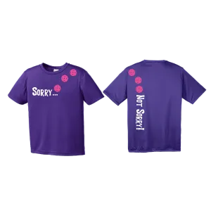 Sorry Not Sorry (Pickleballs Pink Purple Rainbow) | Youth Short Sleeve Pickleball Shirts | 100% Polyester