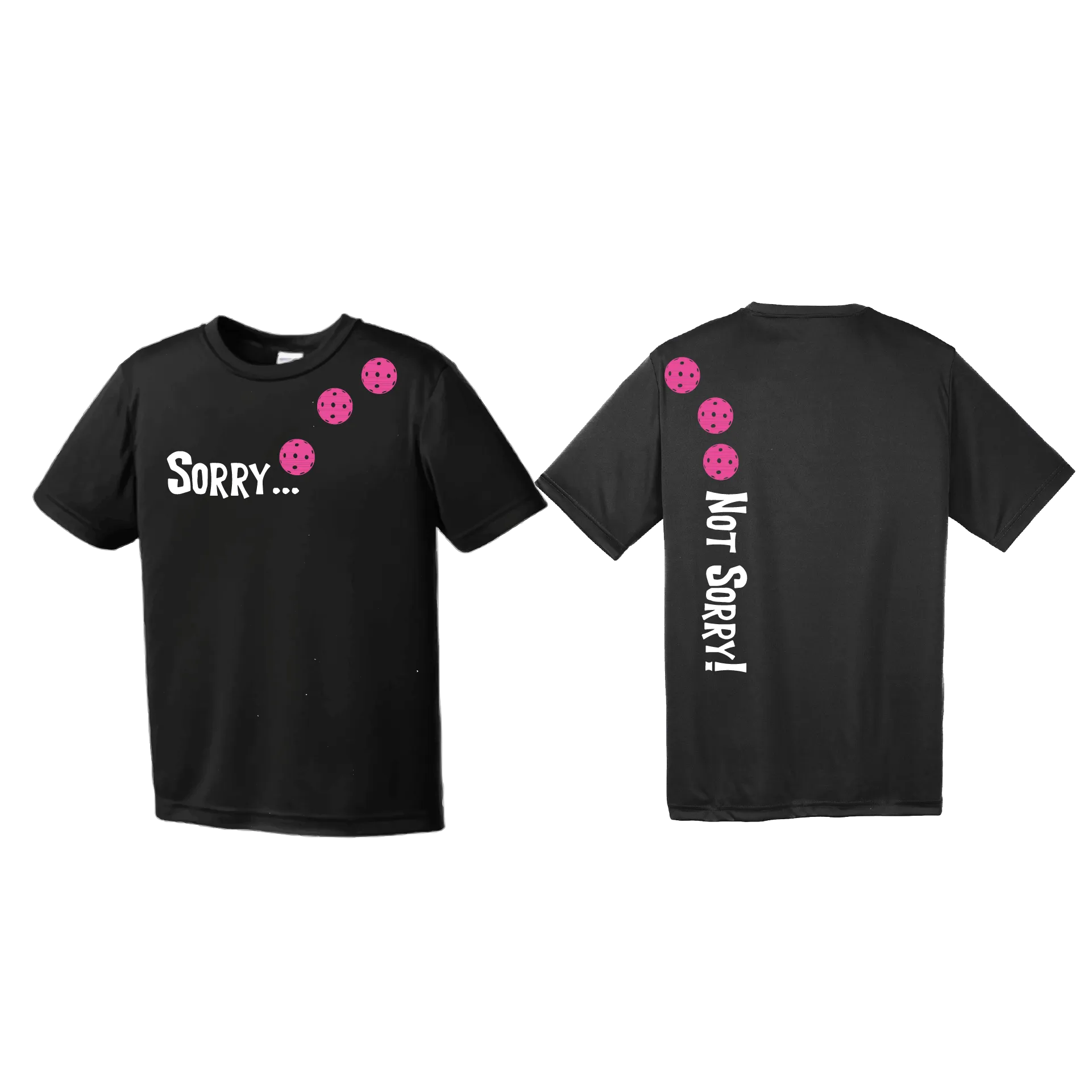 Sorry Not Sorry (Pickleballs Pink Purple Rainbow) | Youth Short Sleeve Pickleball Shirts | 100% Polyester