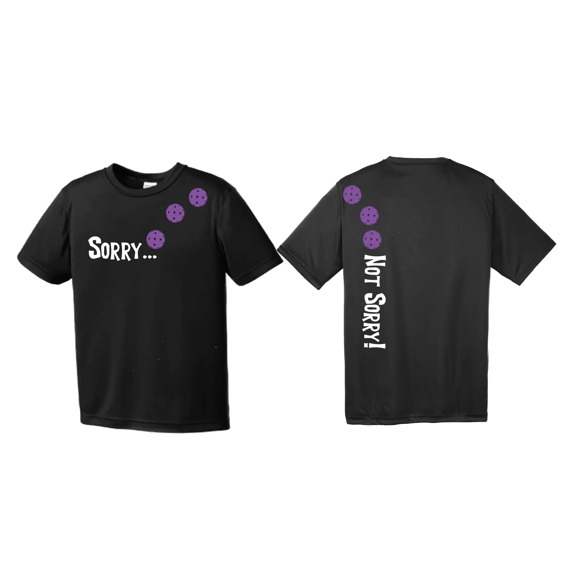 Sorry Not Sorry (Pickleballs Pink Purple Rainbow) | Youth Short Sleeve Pickleball Shirts | 100% Polyester