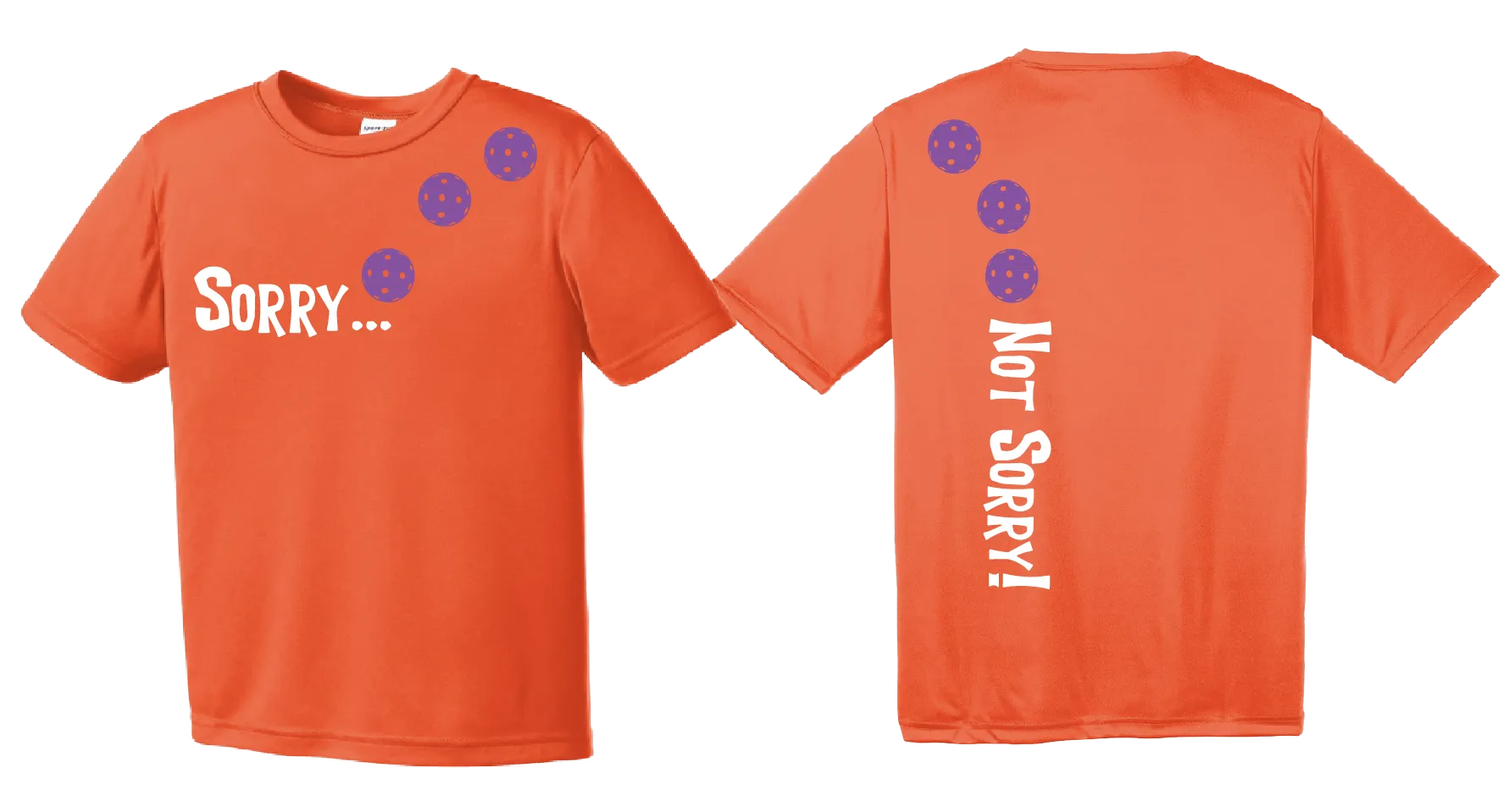 Sorry Not Sorry (Pickleballs Pink Purple Rainbow) | Youth Short Sleeve Pickleball Shirts | 100% Polyester