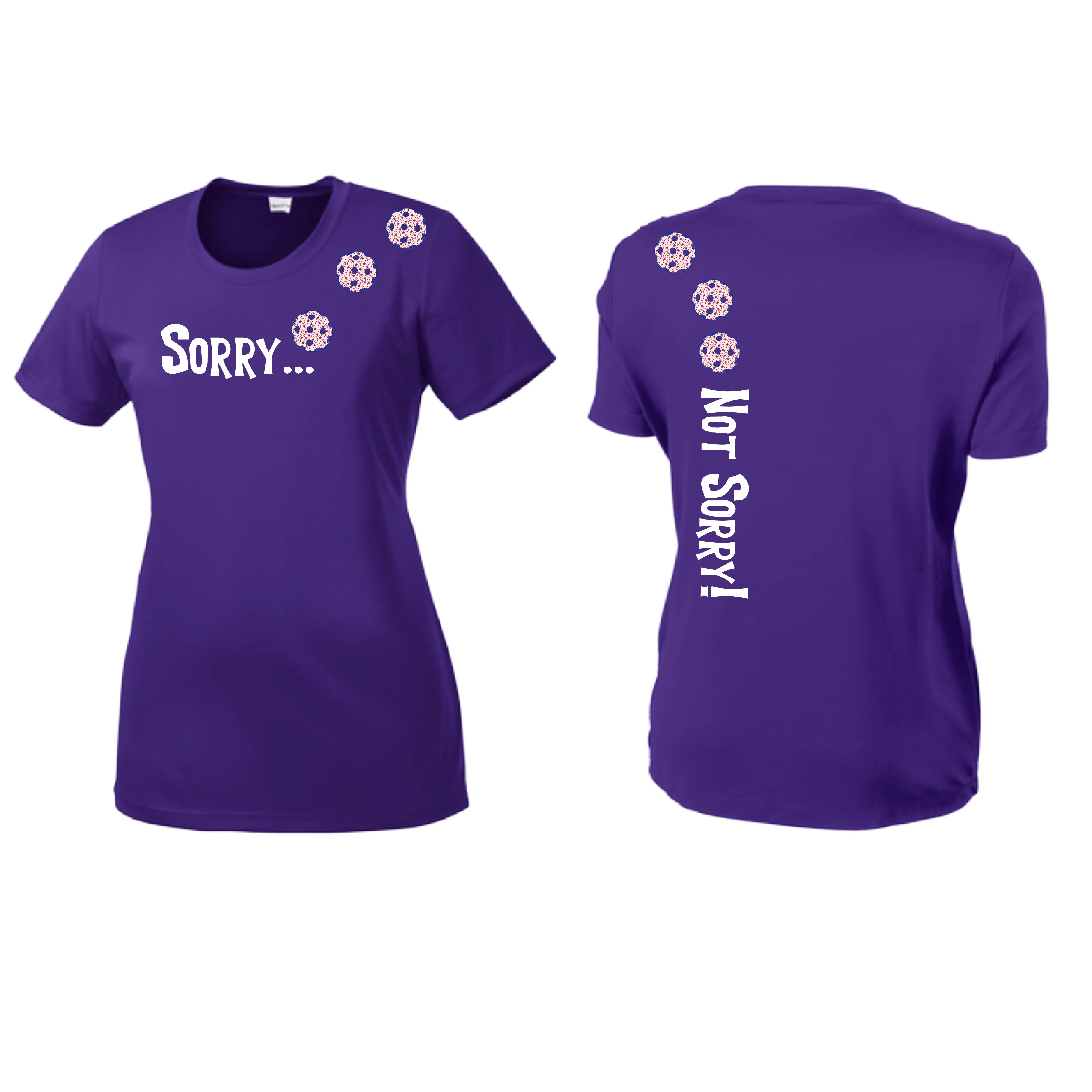 Sorry Not Sorry (Pickleballs With Stars) | Women’s Short Sleeve Crewneck Pickleball Shirts | 100% Polyester