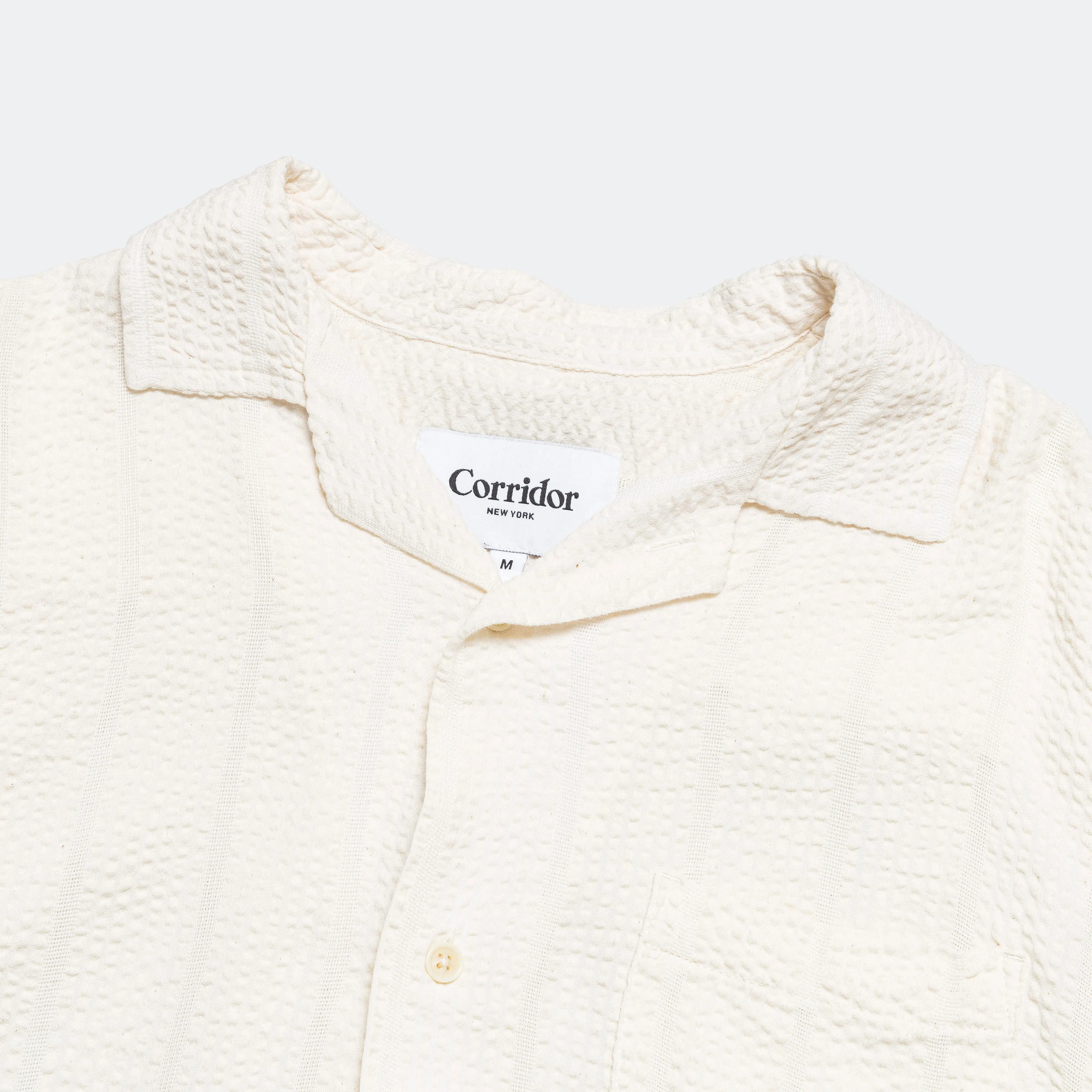 Striped Seersucker SS - White
