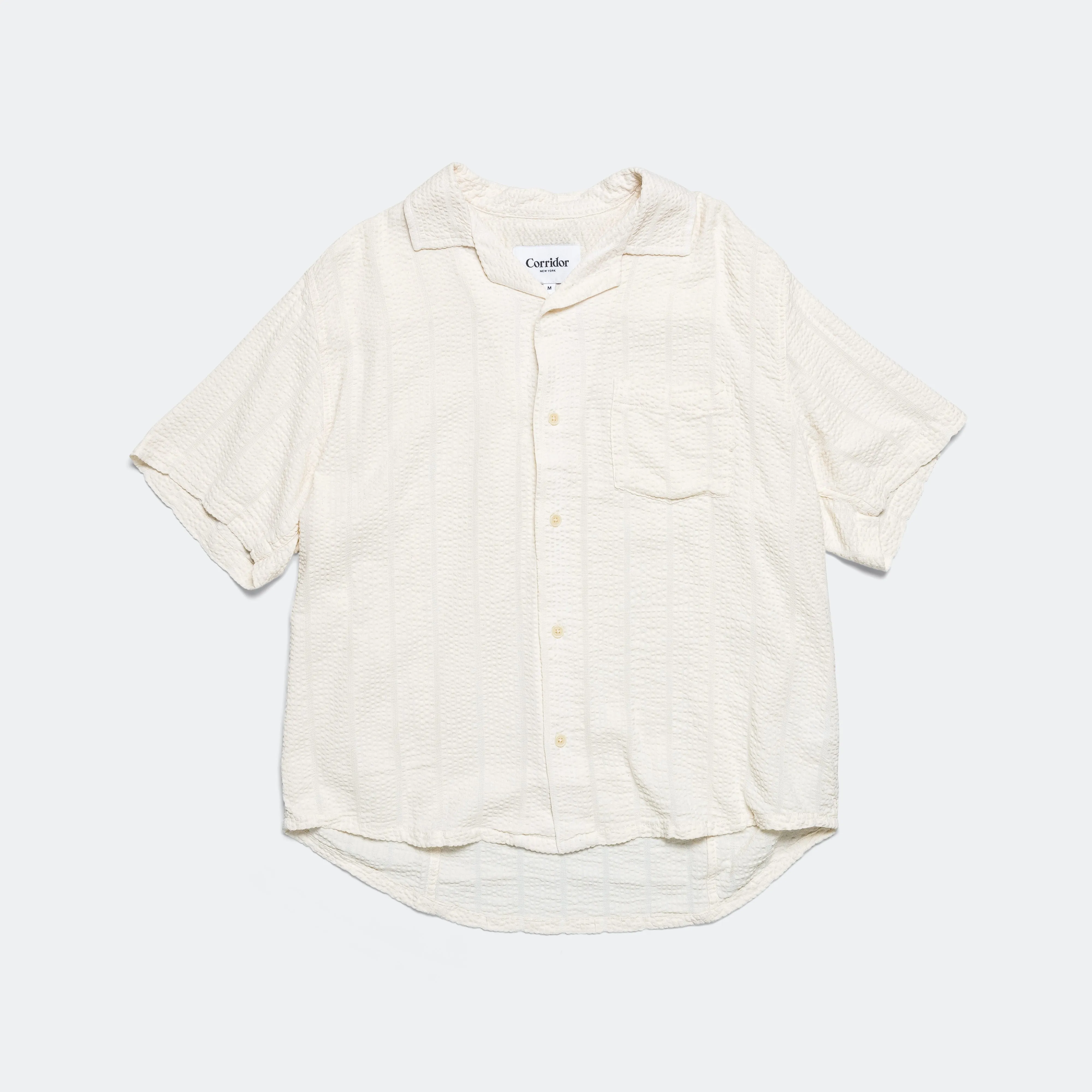 Striped Seersucker SS - White