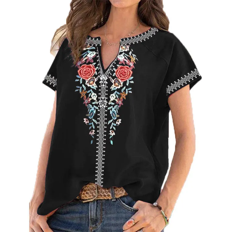 Summer Loose Print Short Sleeve Top Women's T-shirt