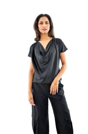 Tara Drape Neck Short Sleeve Blouse