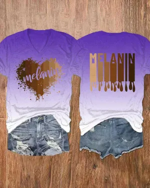 V-Neck I Love Melanin Short Sleeve Tshirt