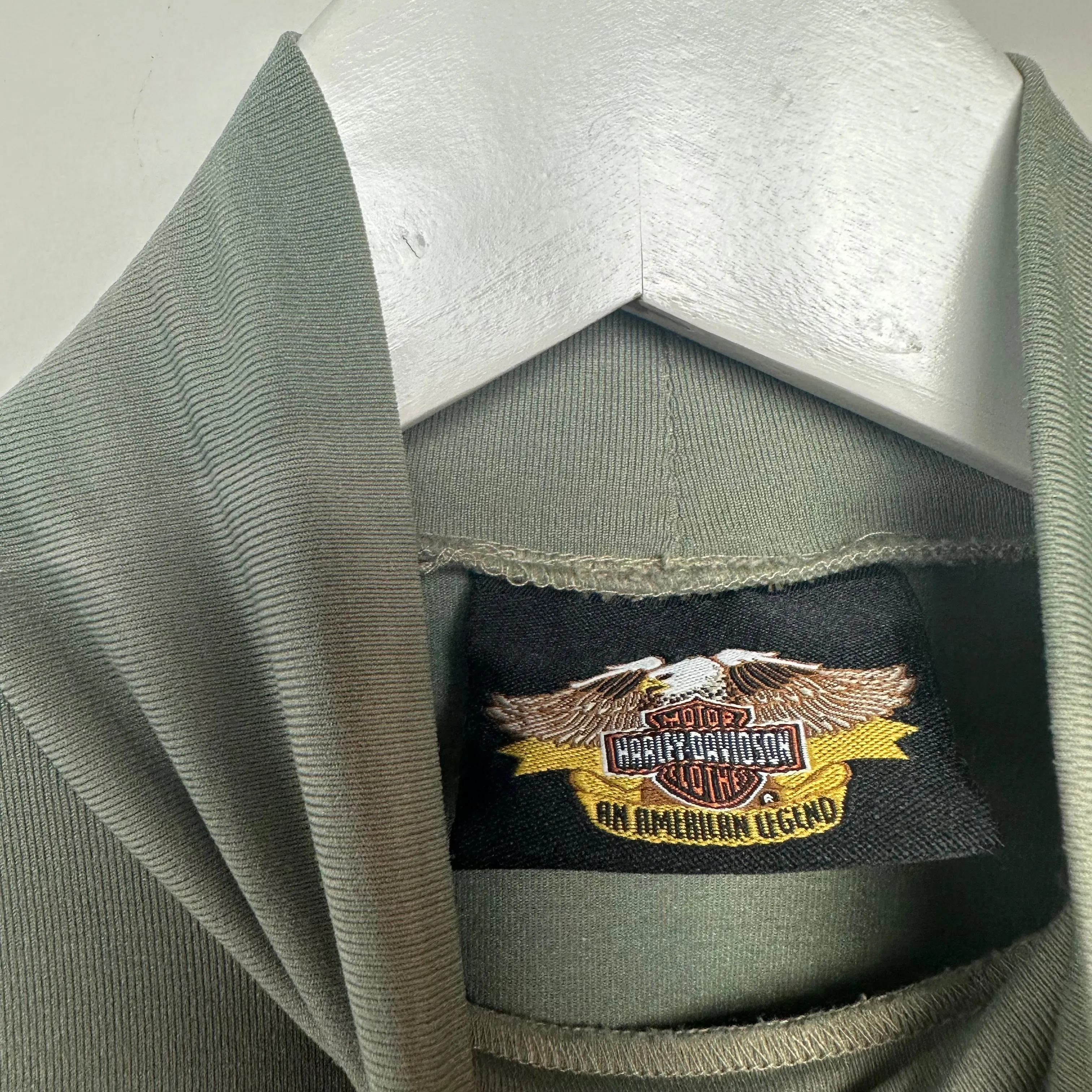 Vintage Harley Davidson Green Mock Turtleneck Top Tie Dye Small XS
