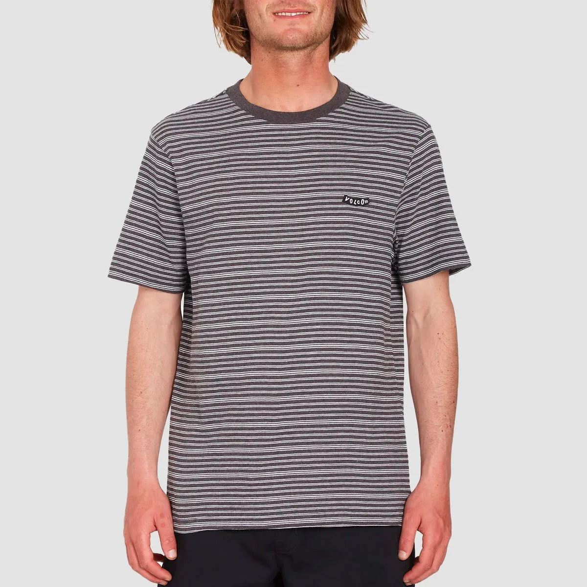 Volcom Static Stripe Crew T-Shirt Black