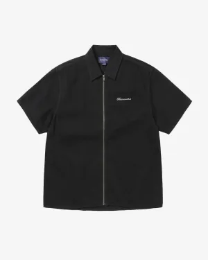 Washed Denim Zip S/S Shirt Black