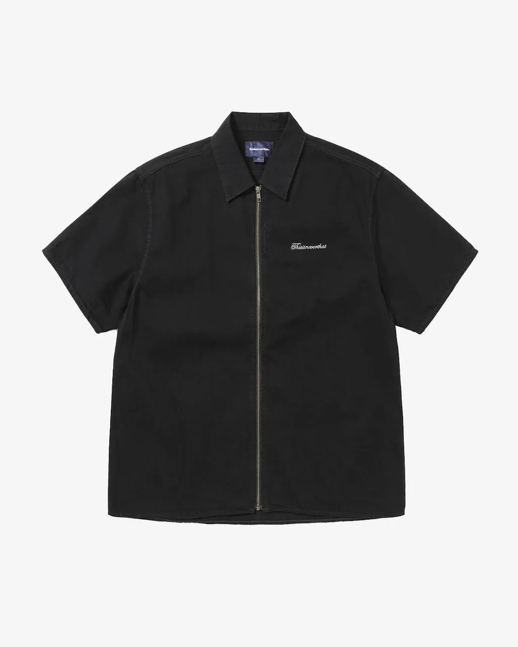 Washed Denim Zip S/S Shirt Black