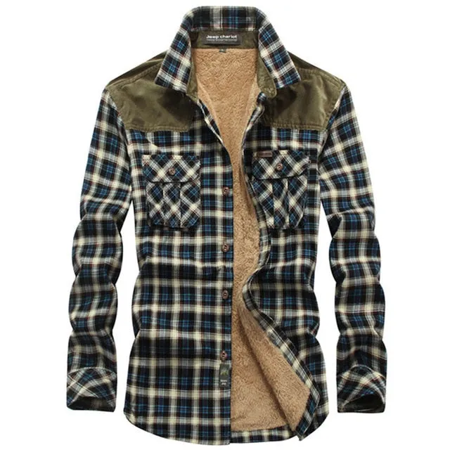 West Louis Fleece Lining Marine Plaid Shirt