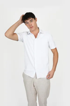 White Knitted Waffle Shirt