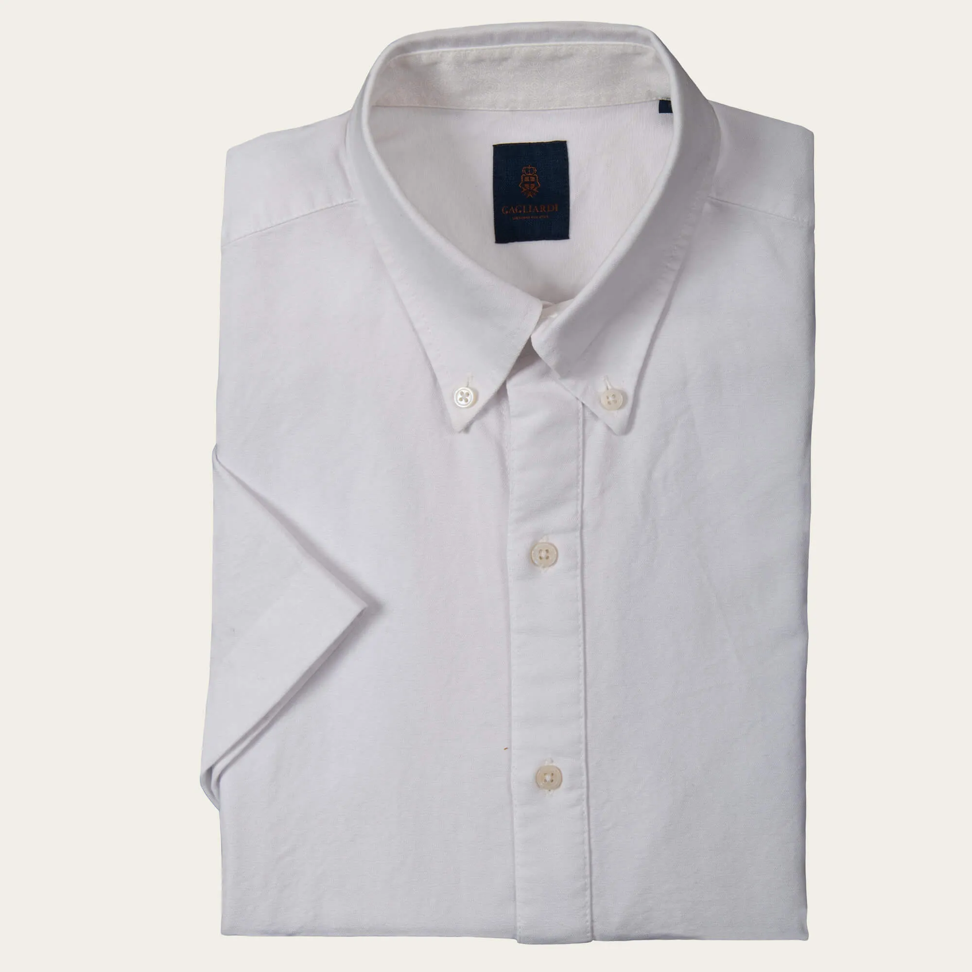 White Tailored Fit Oxford Button Down Short Sleeve Shirt