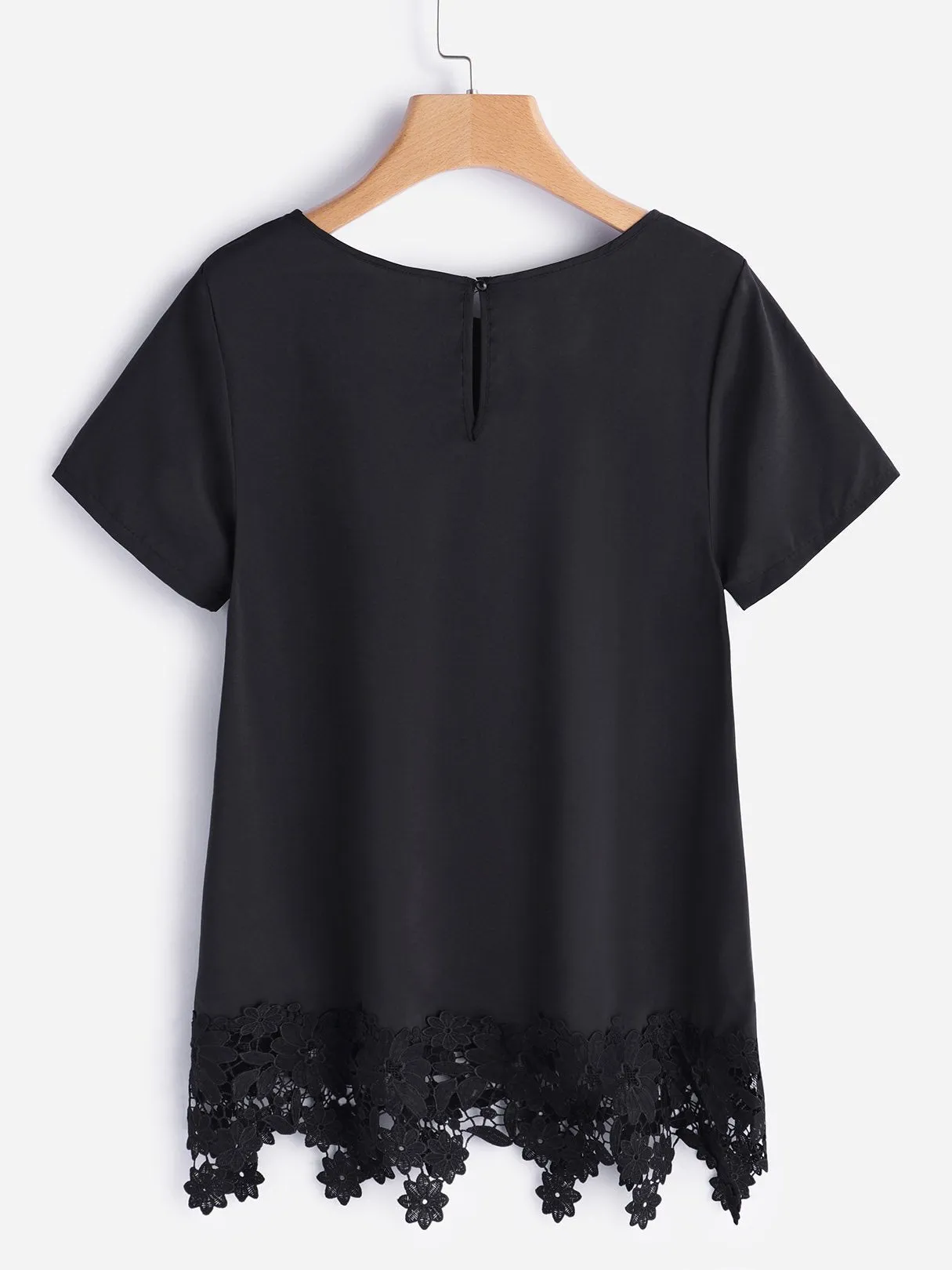 Wholesale Round Neck Lace Short Sleeve Tee