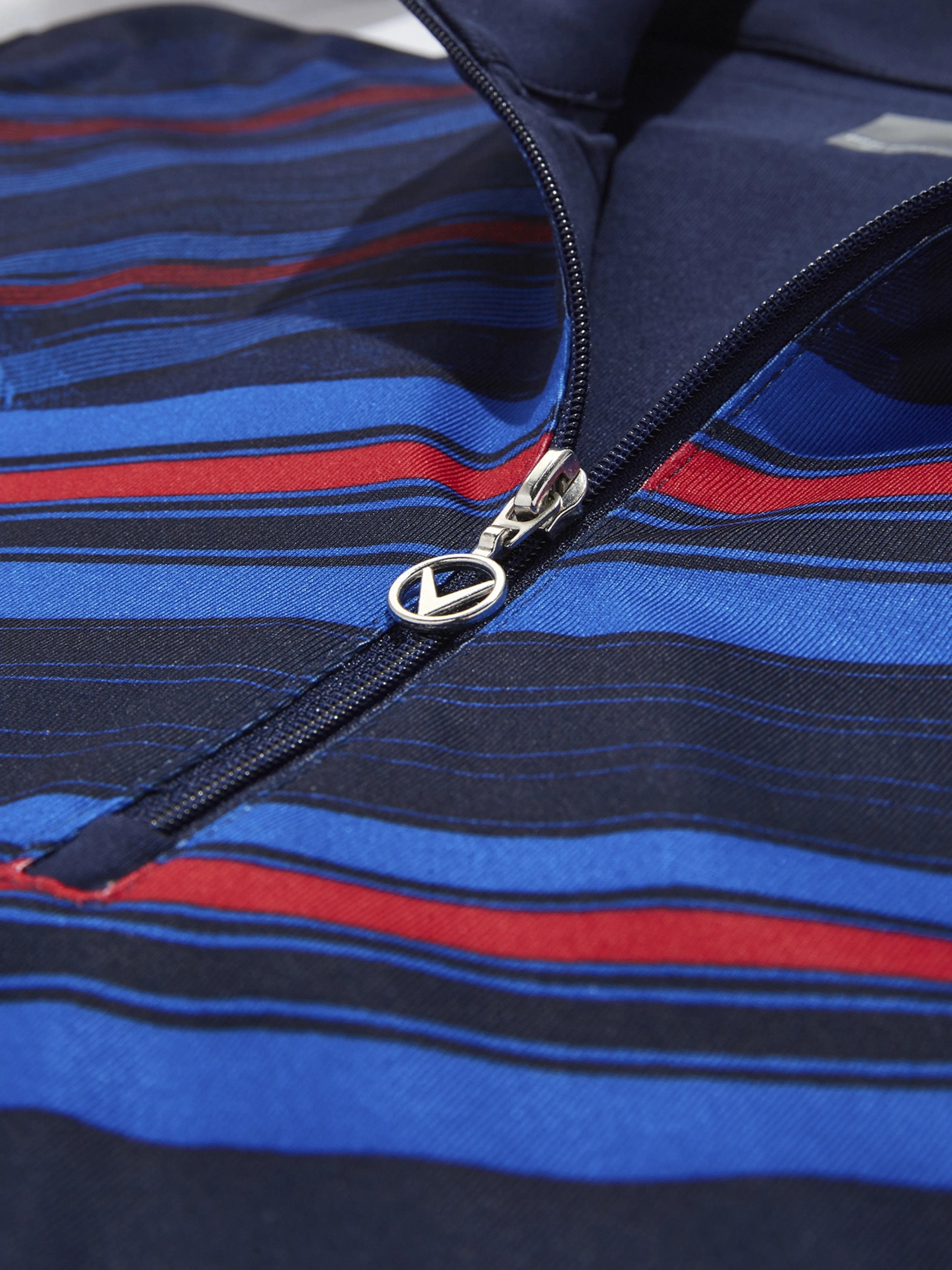 Womens Engineered Stripe Ski Line Print Polo
