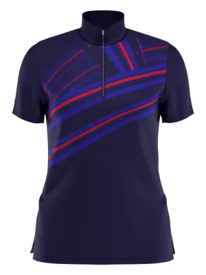 Womens Engineered Stripe Ski Line Print Polo