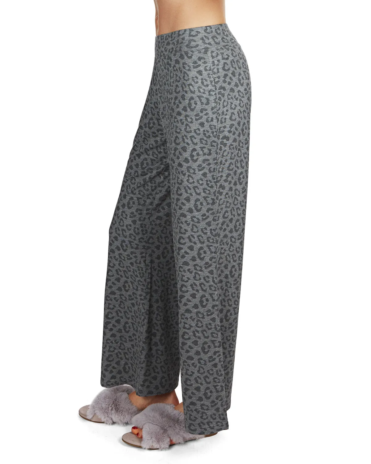 Women's French Terry Cloth Leopard Print Lounge Pants