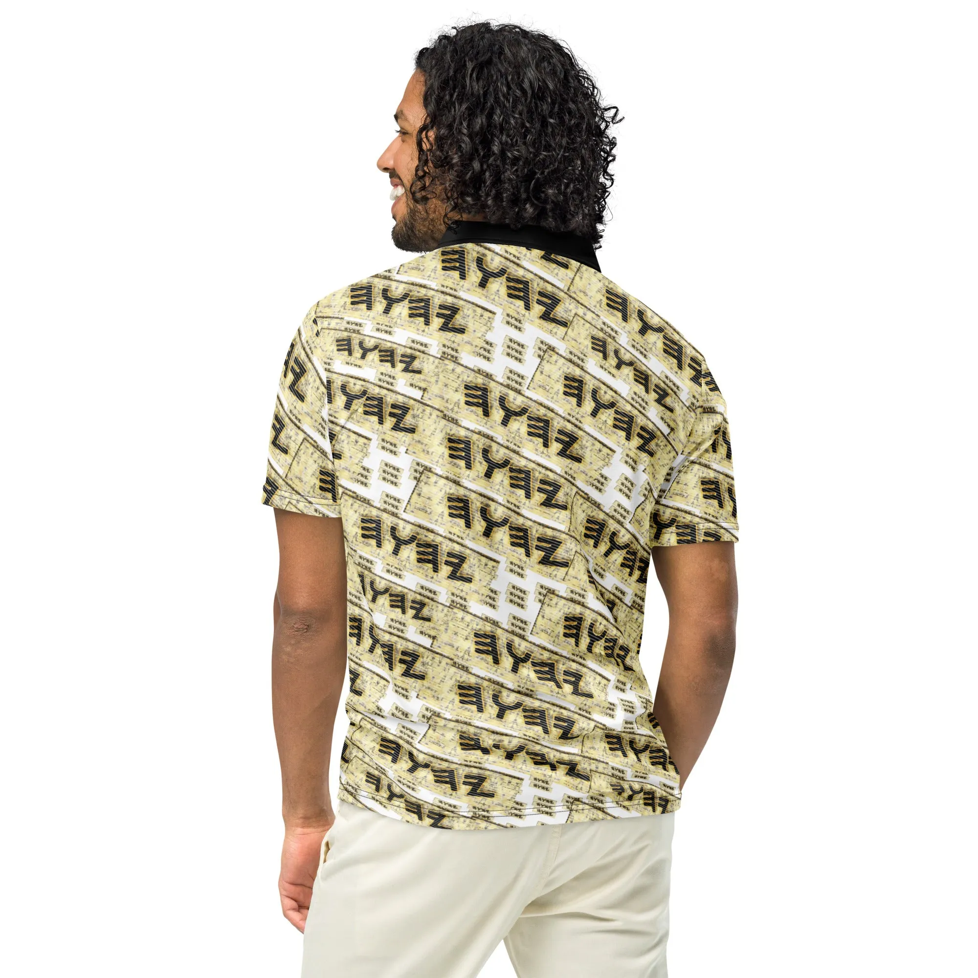 Yahuah Logo 03 - White Men’s Designer Slim Fit Polo Shirt